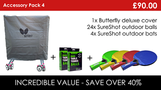 Pack 4 - 1x Butterfly deluxe cover, 4x outdoor bats, 24 outdoor balls